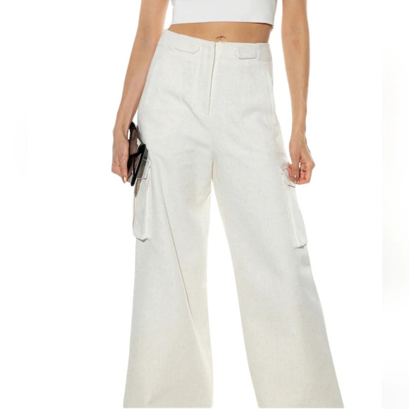 Torn by Ronny Kobo NWOT Wide Leg Linen Blend Tweed Bernee Pant - Picture 2 of 8